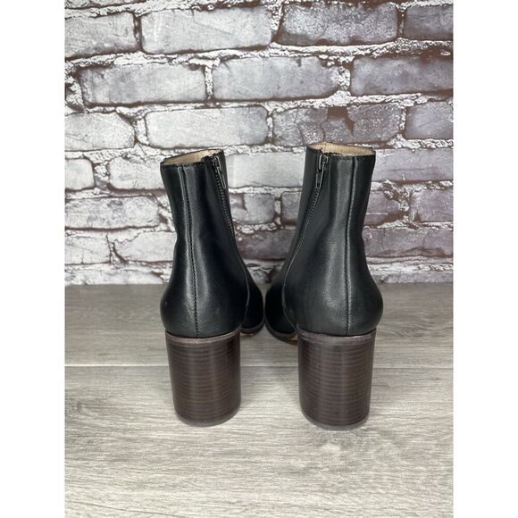Madewell Brenner Black Brown Leather Block Heel Booties Zip Boots Women 9.5M US - Picture 5 of 16
